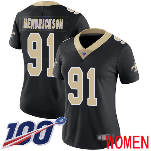 New Orleans Saints Limited Black Women Trey Hendrickson Home Jersey NFL Football 91 100th Season Vapor Untouchable Jersey